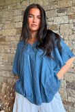 Rustic Nature Linen Blend Pocket Tee Washed Navy